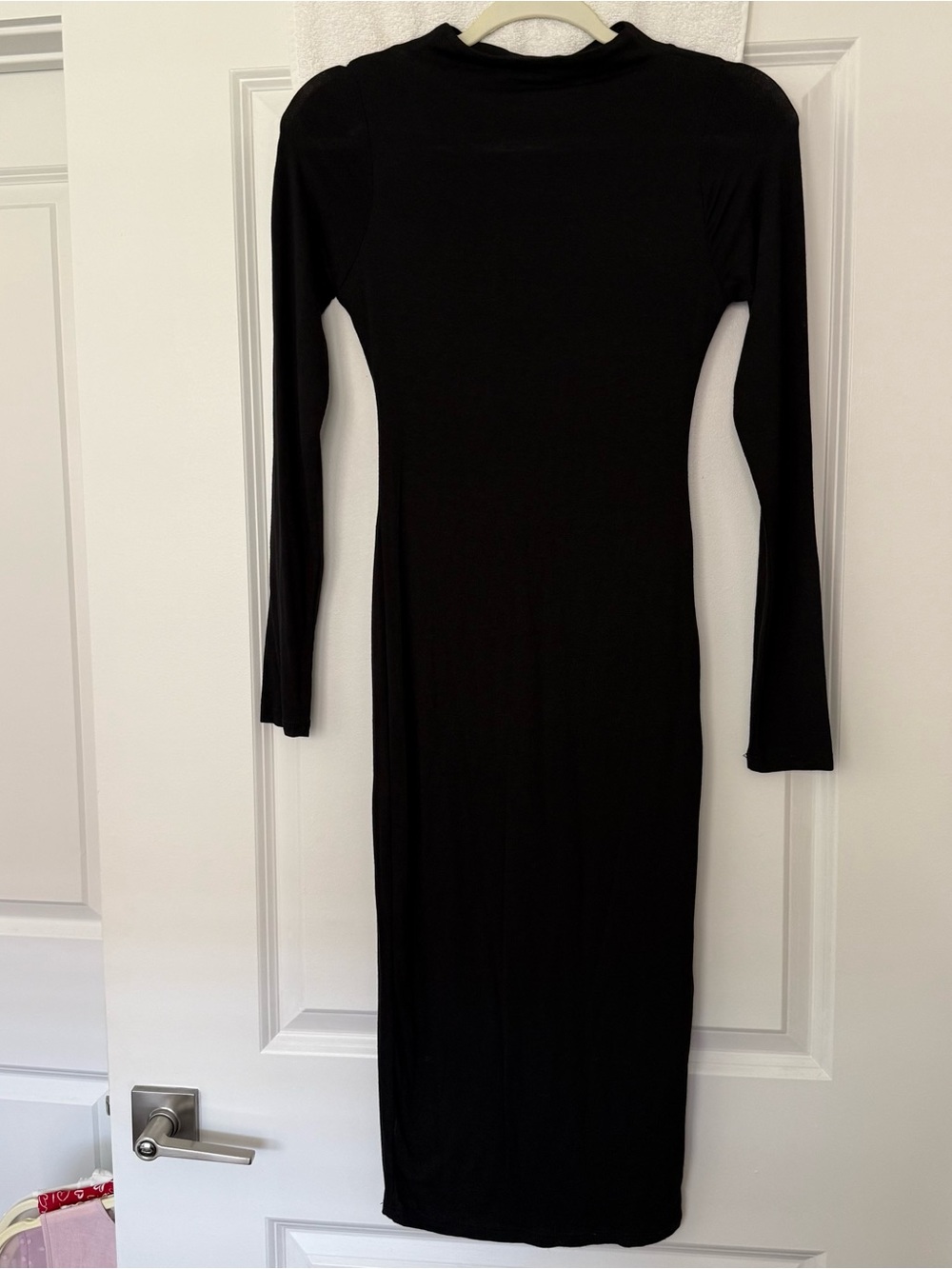 naked wardrobe Black Long Sleeve Bodycon Midi Dress